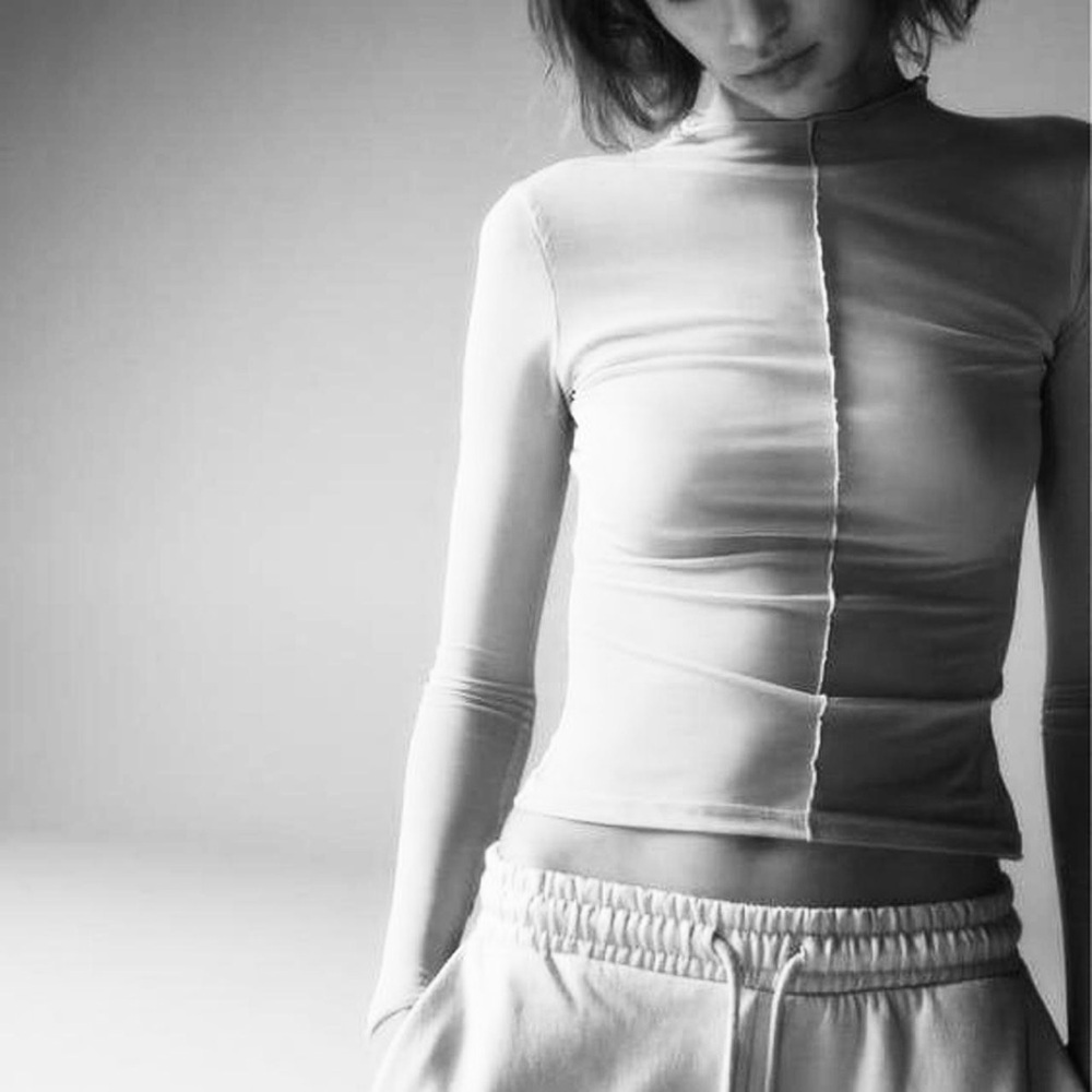ZARA Sheer Mesh long sleeved top white NEW Size M Medium